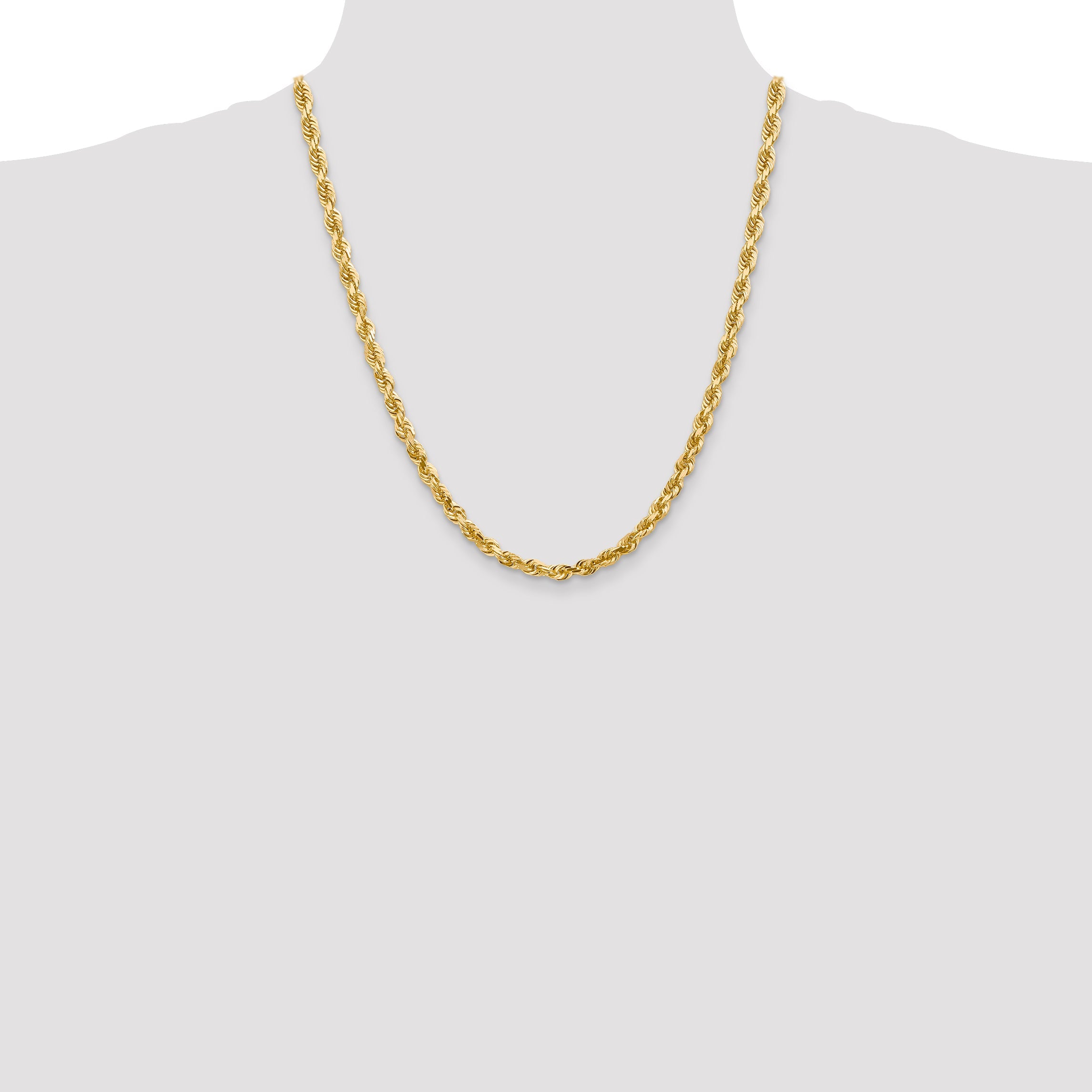 22 Inch 10K Yellow Gold 5mm D/C Quadruple Rope Chain Necklace