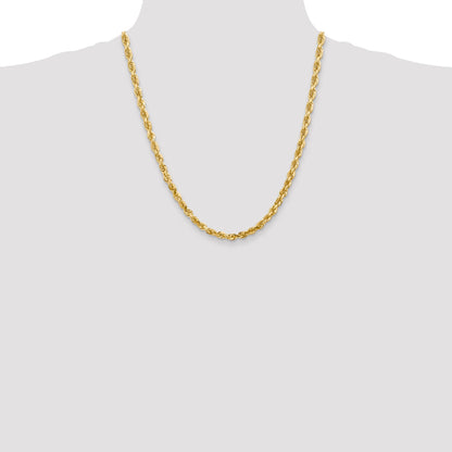 22 Inch 10K Yellow Gold 5mm D/C Quadruple Rope Chain Necklace