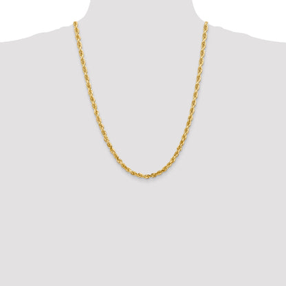 24 Inch 10K Yellow Gold 5mm D/C Quadruple Rope Chain Necklace
