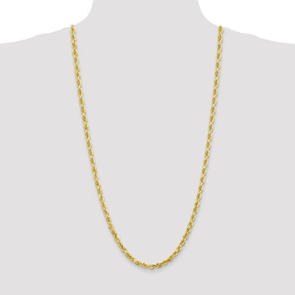 3 Inch 10K Yellow Gold 5mm D/C Quadruple Rope Chain Necklace