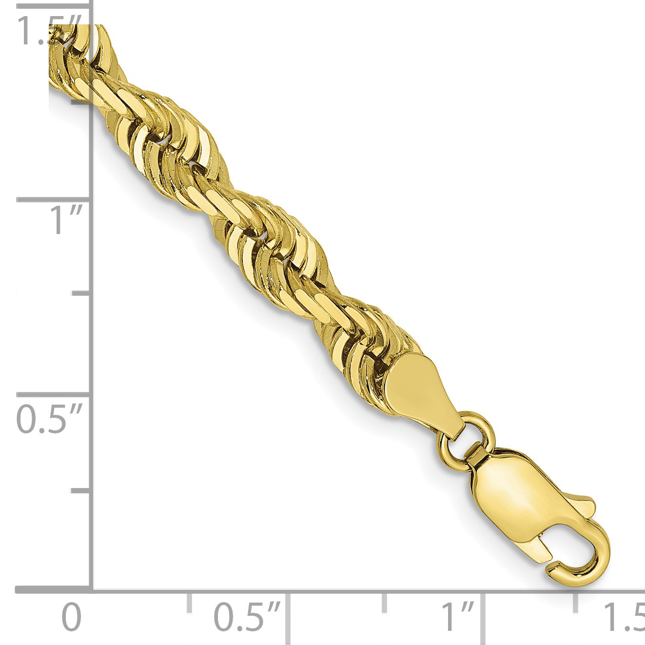 8 Inch 10K Yellow Gold 5mm D/C Quadruple Rope Chain Bracelet
