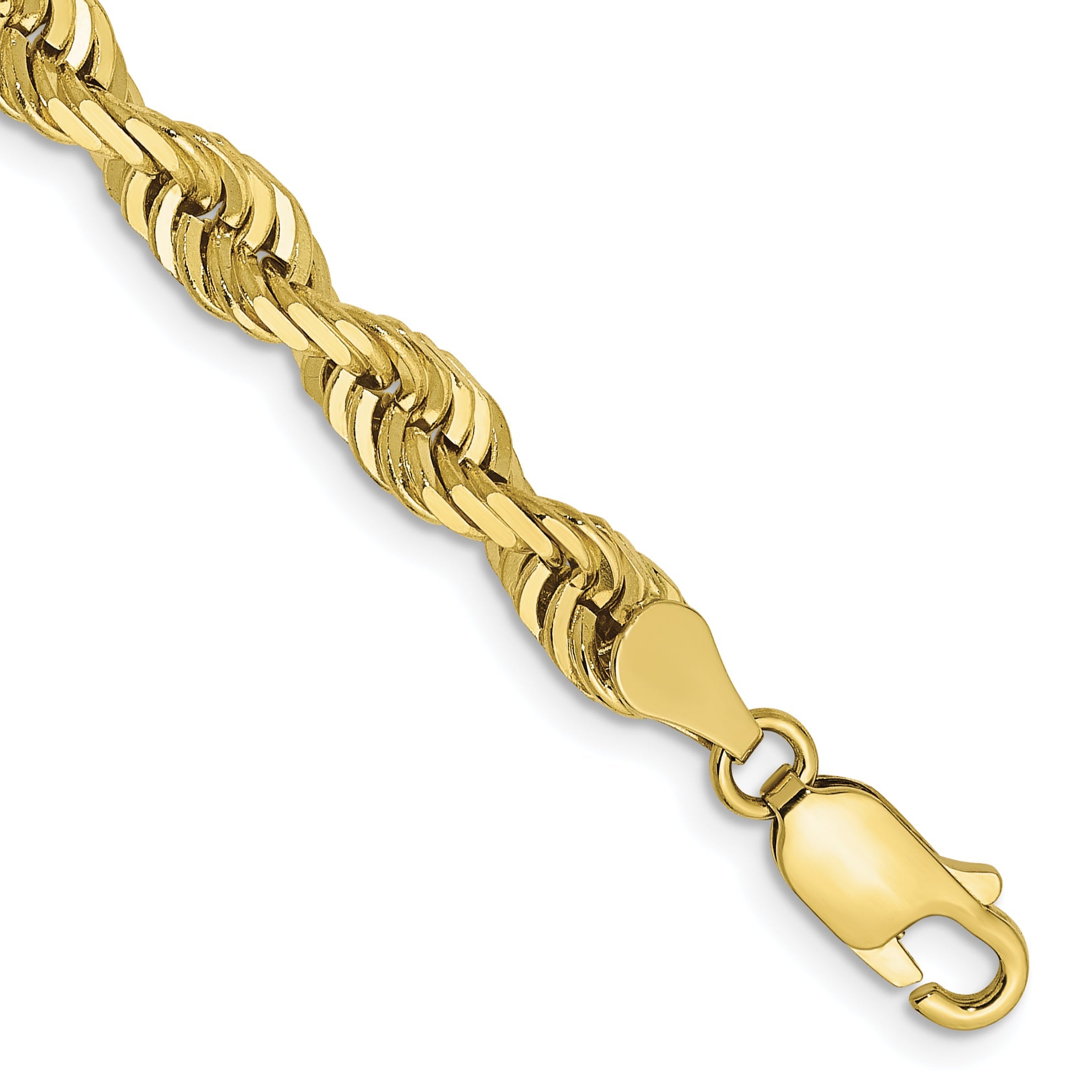8 Inch 10K Yellow Gold 5mm D/C Quadruple Rope Chain Bracelet