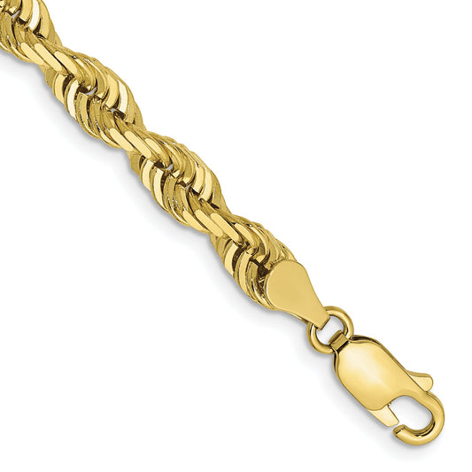8 Inch 10K Yellow Gold 5mm D/C Quadruple Rope Chain Bracelet
