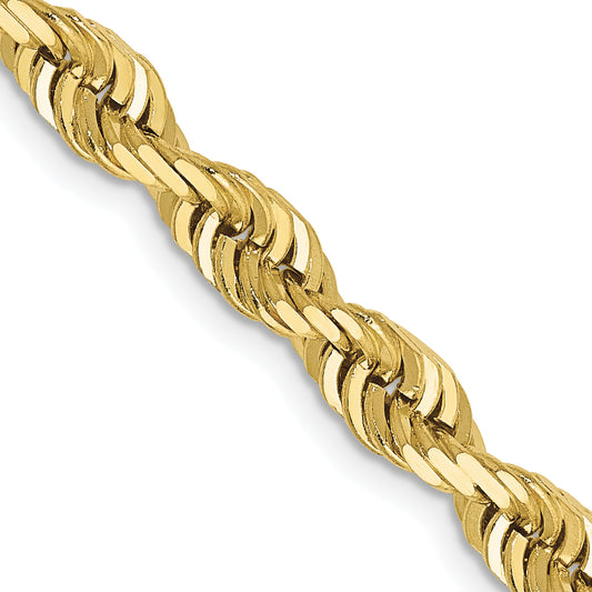 2 Inch 10K Yellow Gold 5mm D/C Quadruple Rope Chain Necklace