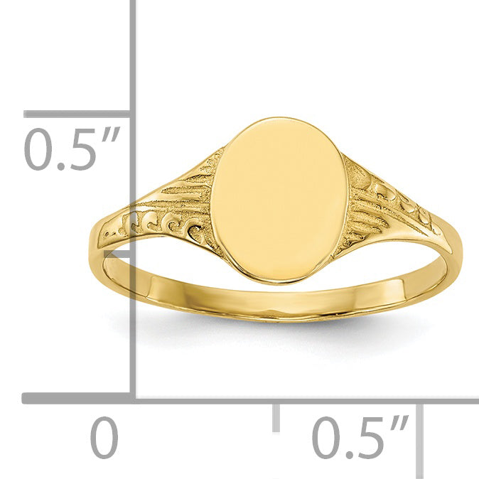 10K Yellow Gold 10K Oval Polished Child Signet Ring