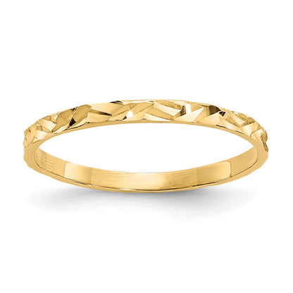 10K Yellow Gold 10K Diamond-Cut Zig-Zag Design Band Childs Ring