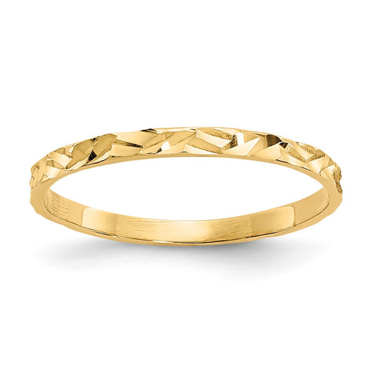 10K Yellow Gold 10K Diamond-Cut Zig-Zag Design Band Childs Ring