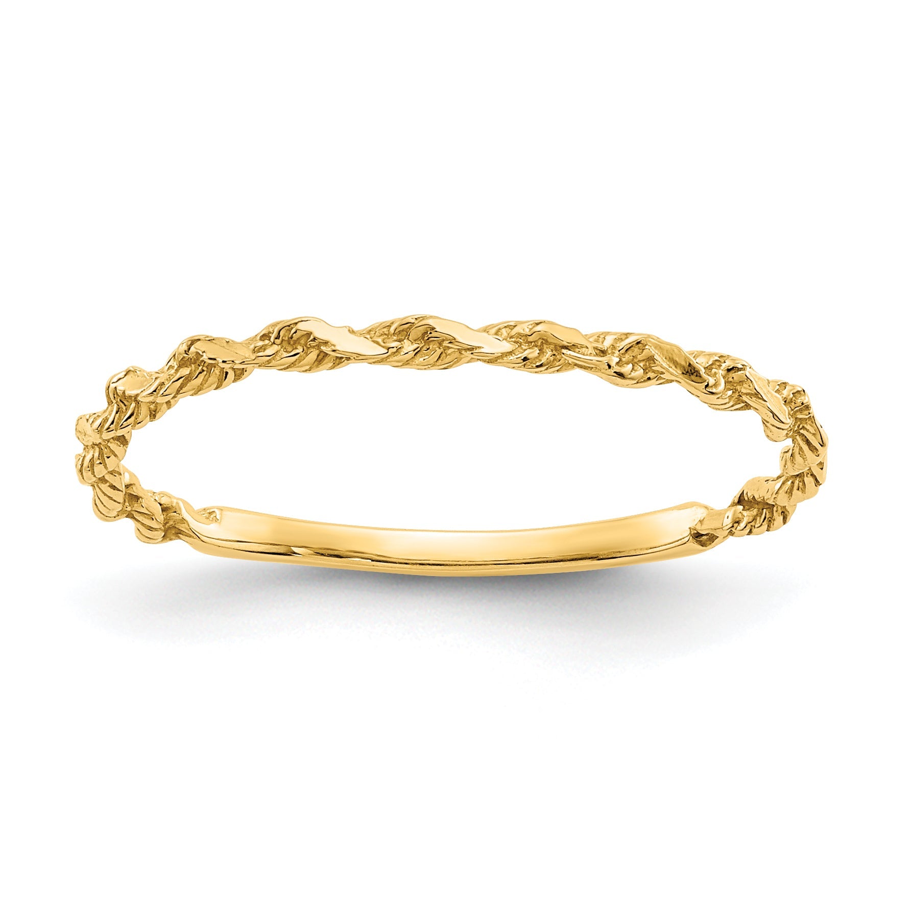 10K Yellow Gold 10K Diamond-Cut Textured Rope Band Ring
