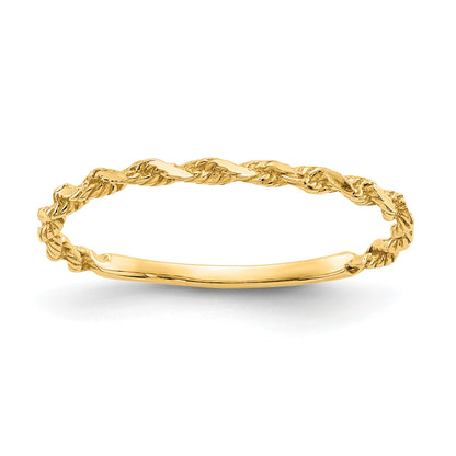 10K Yellow Gold 10K Diamond-Cut Textured Rope Band Ring