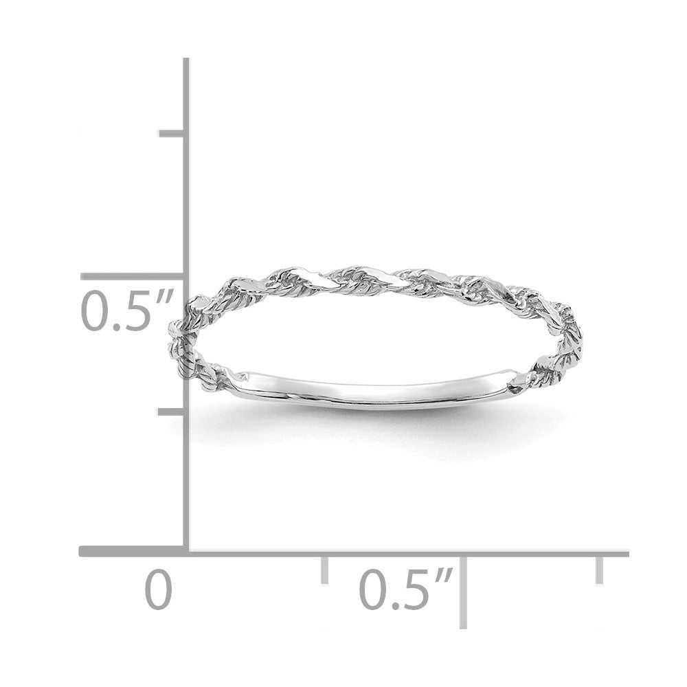 10K White Gold 10Kw Diamond-Cut Textured Rope Band Ring