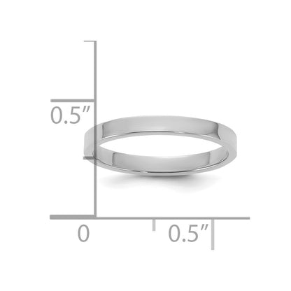 10K White Gold 10K High Polished 2mm Flat Band Size 3 Baby / Children'S Ring