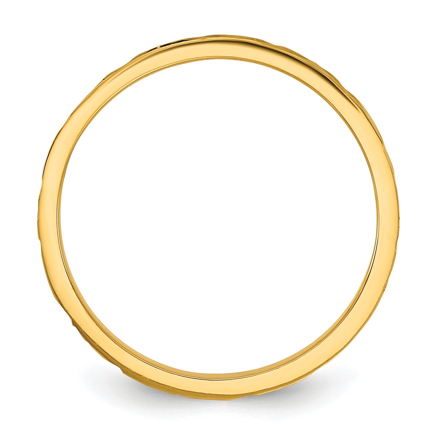 10K Yellow Gold 10K Diamond-Cut Zig-Zag Design 2mm Flat Band Size 3 Baby / Children'S Ring