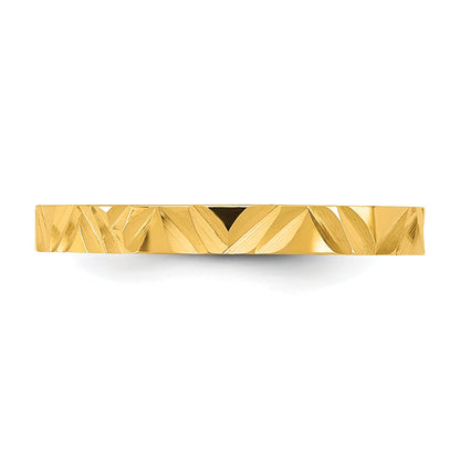 10K Yellow Gold 10K Diamond-Cut Zig-Zag Design 2mm Flat Band Size 3 Baby / Children'S Ring