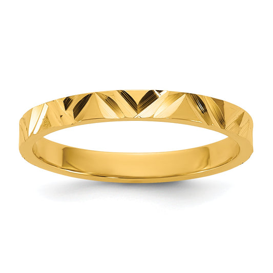 10K Yellow Gold 10K Diamond-Cut Zig-Zag Design 2mm Flat Band Size 3 Baby / Children'S Ring