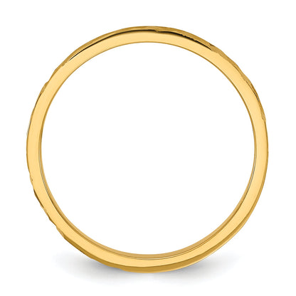 10K Yellow Gold 10K Diamond-Cut Design 2mm Flat Band Size 3 Baby / Children'S Ring