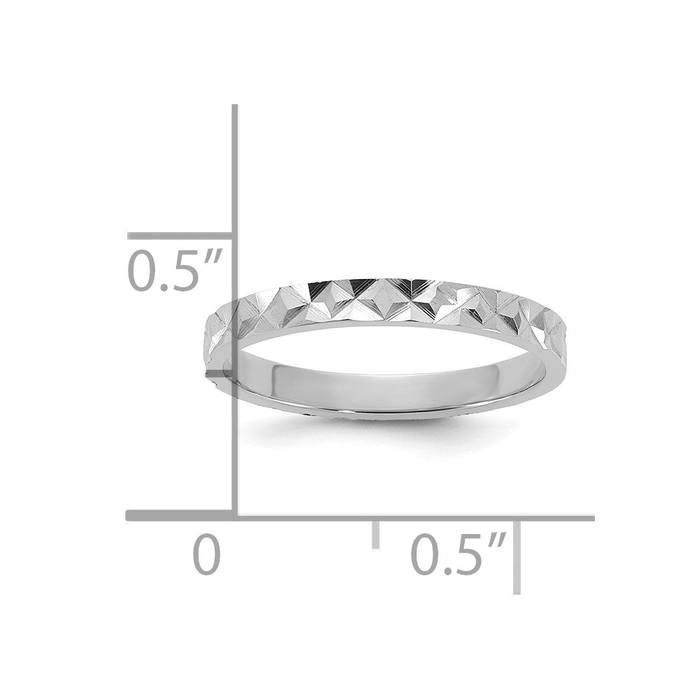 10K White Gold 10K Diamond-Cut Design 2mm Flat Band Size 3 Baby / Children'S Ring