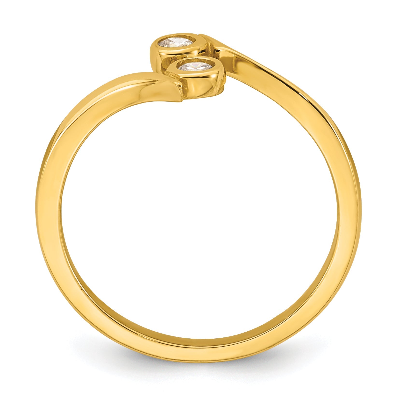10K Yellow Gold Polished Bezel-Set White Cz Bypass Toe Ring