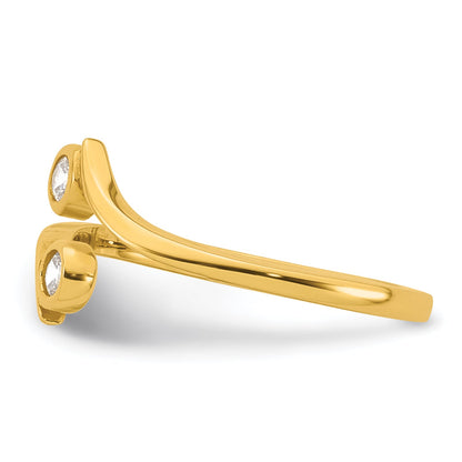 10K Yellow Gold Polished Bezel-Set White Cz Bypass Toe Ring