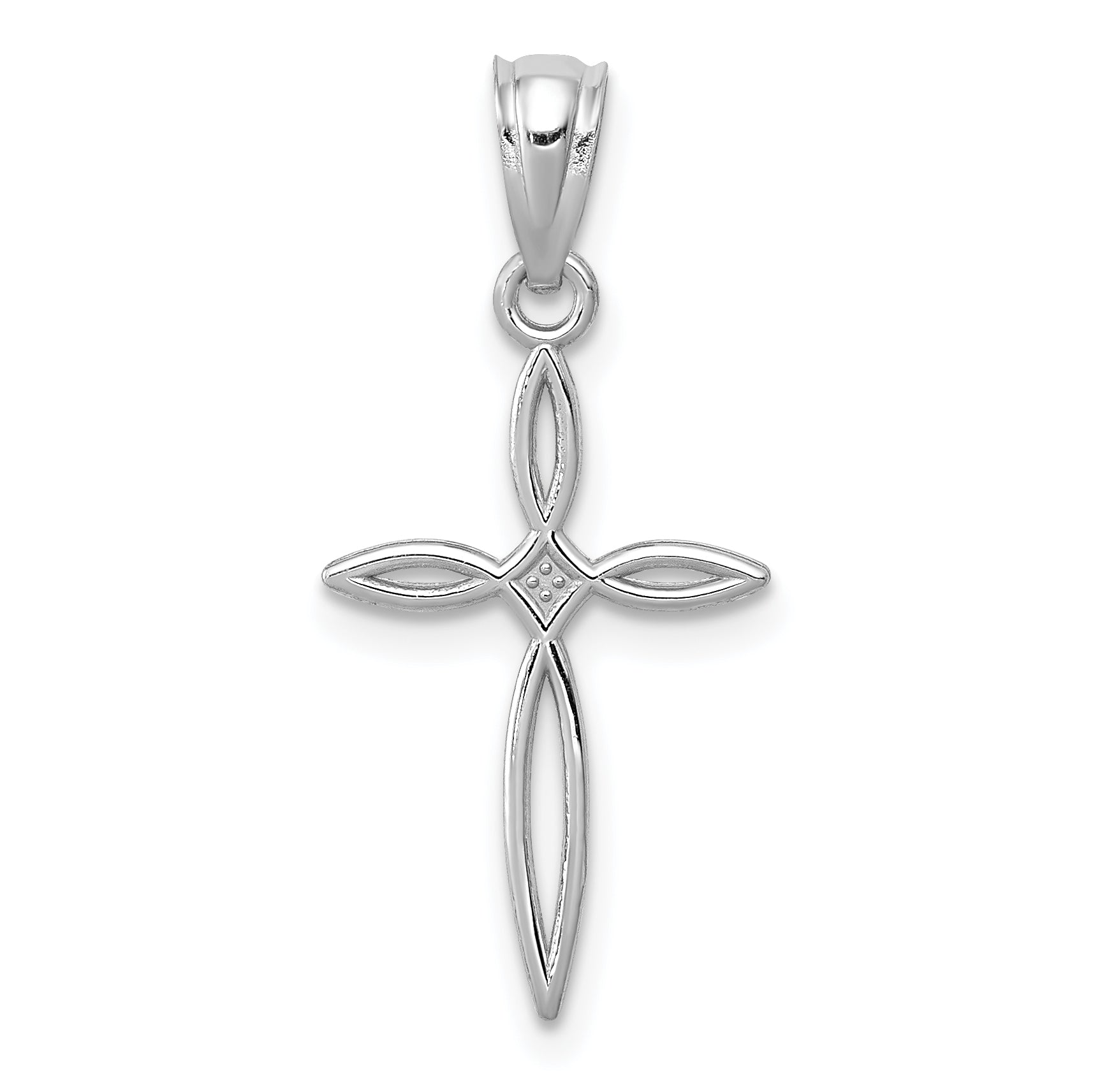 10K White Gold Passion Cross Charm