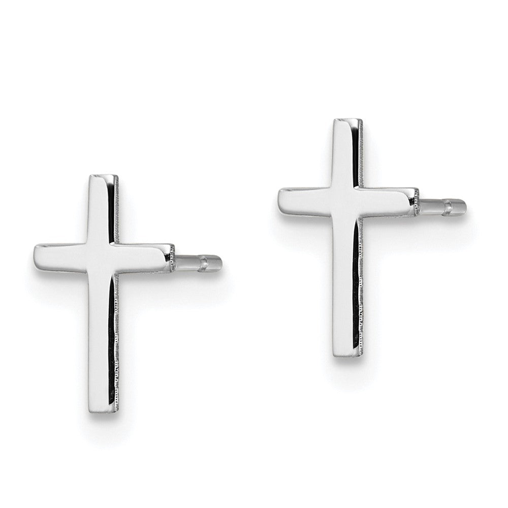 10K White Gold Polished Cross Earrings
