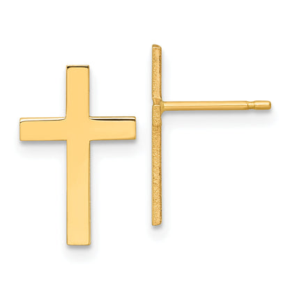 10K Yellow Gold Polished Cross Earrings