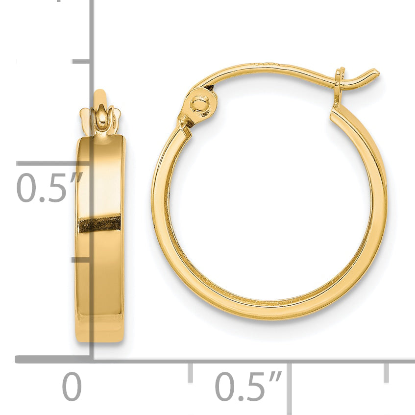 10K Yellow Gold Square Tube Hoop Earrings