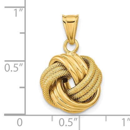 10K Yellow Gold Polished Textured Love Knot Pendant