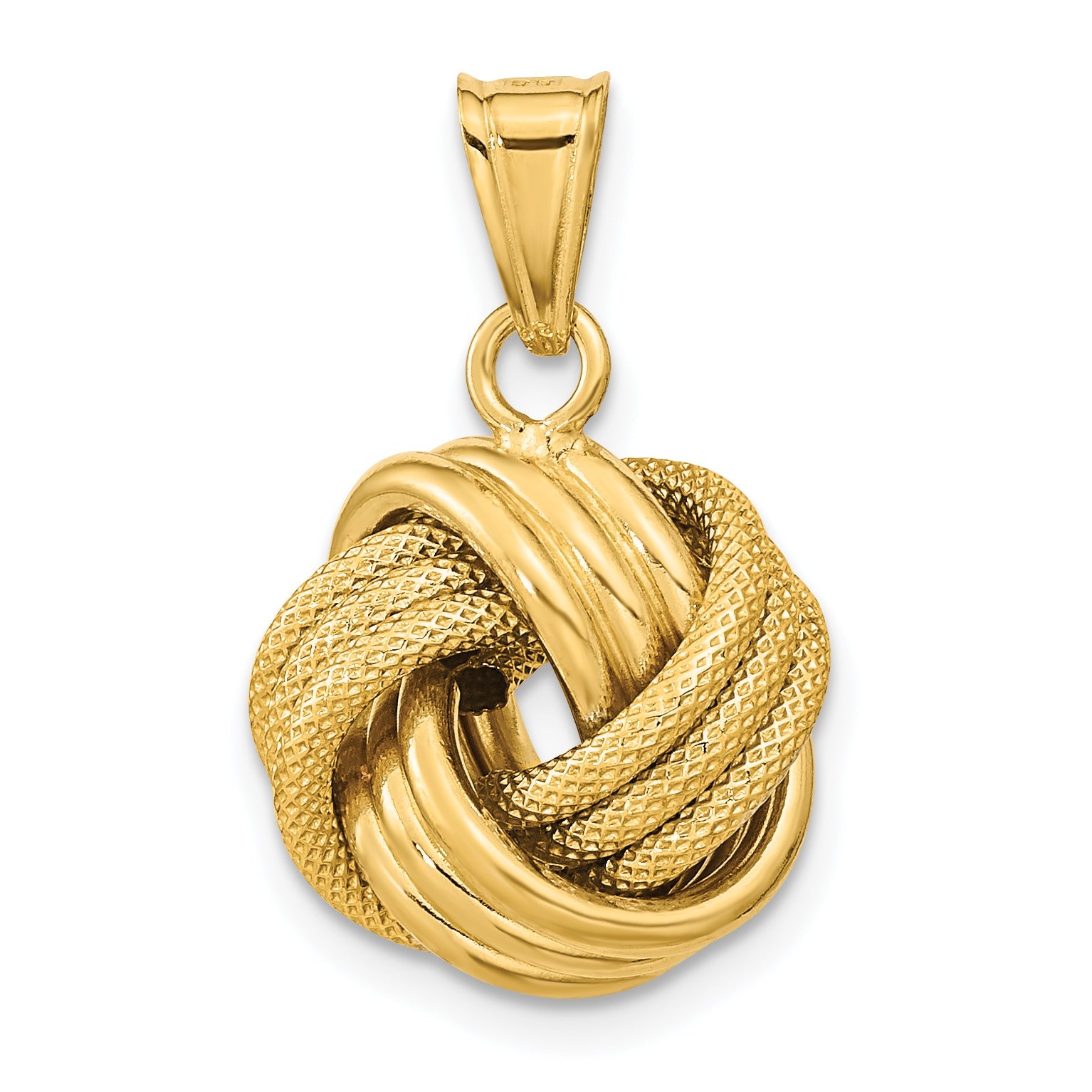 10K Yellow Gold Polished Textured Love Knot Pendant