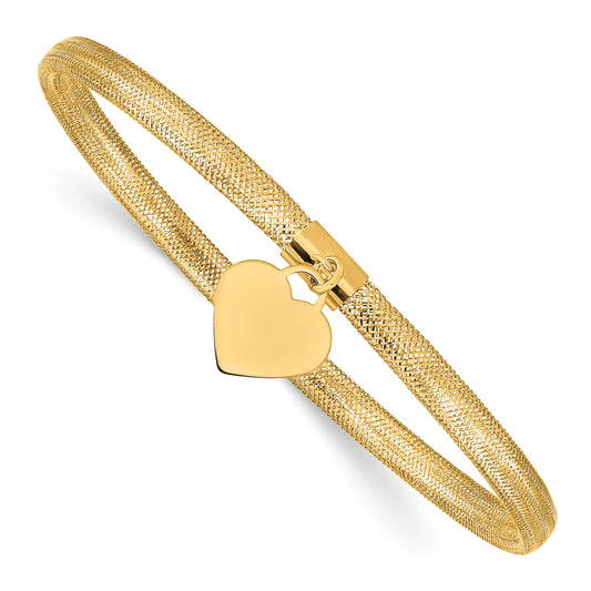 10K Yellow Gold Heart Stretch Mesh Bracelet