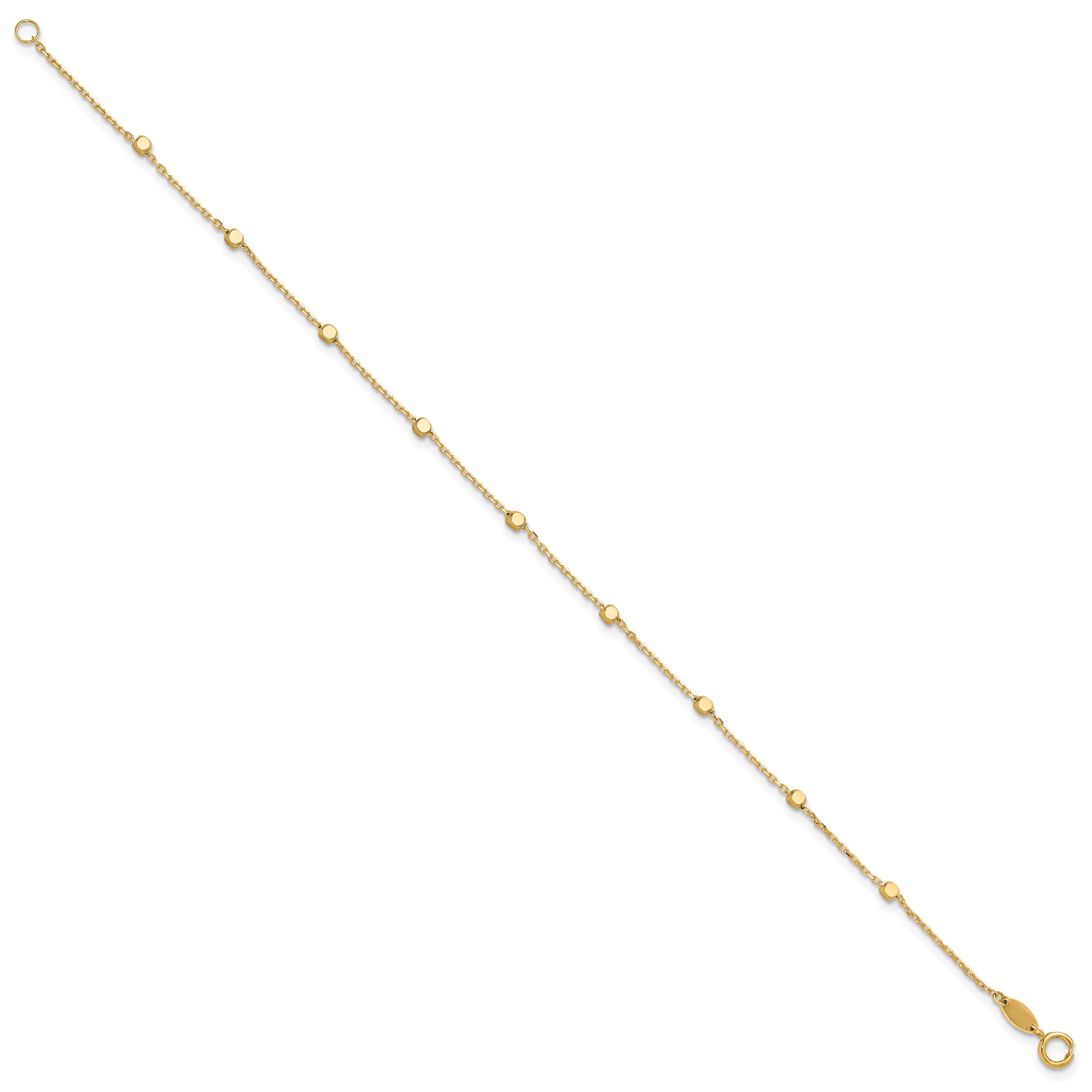 10K Yellow Gold 10K Polished Cube Stations Bracelet