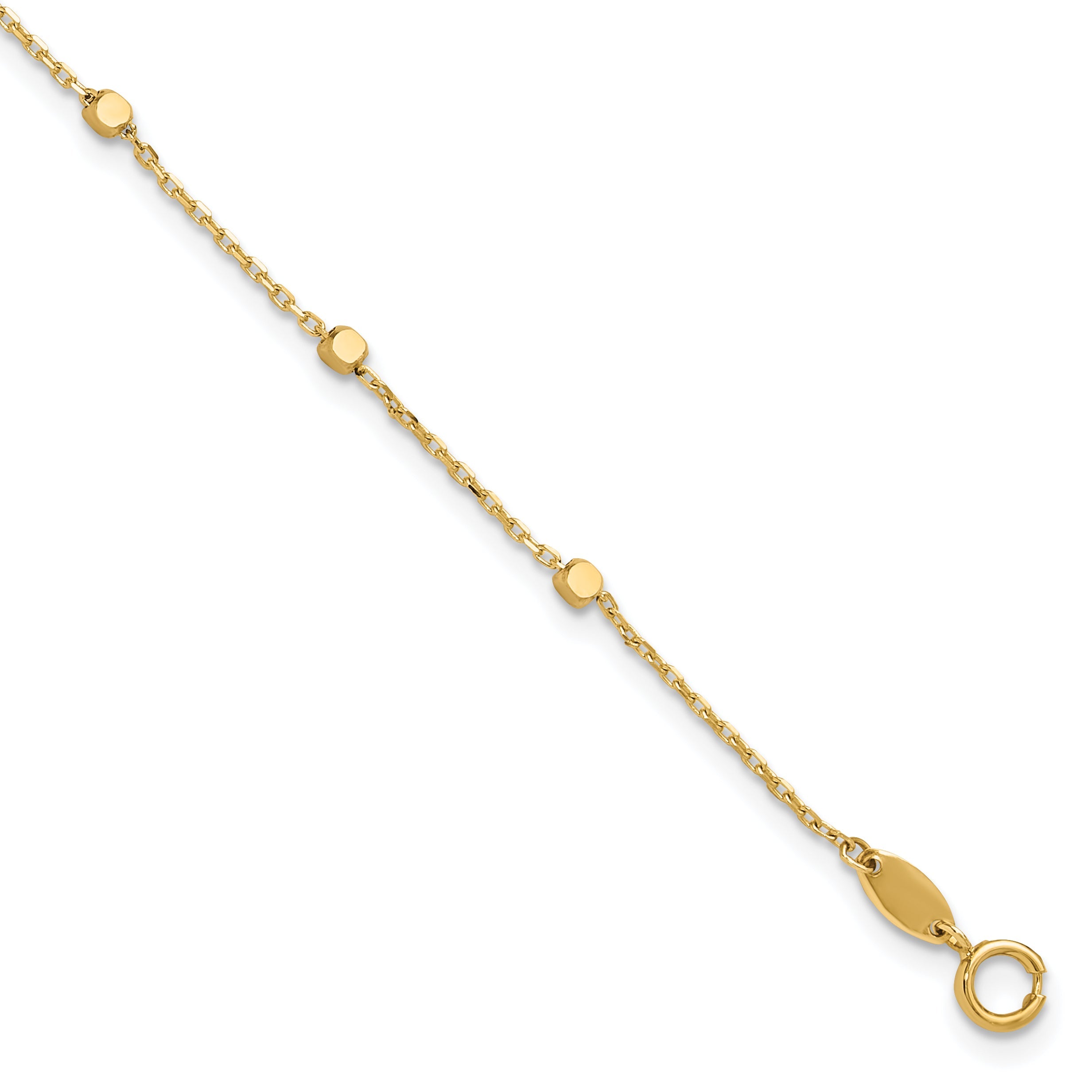 10K Yellow Gold 10K Polished Cube Stations Bracelet