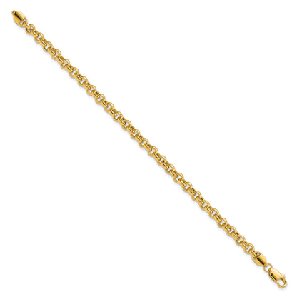 10K Yellow Gold 7.5In 5mm Polished Fancy Rolo Link Bracelet