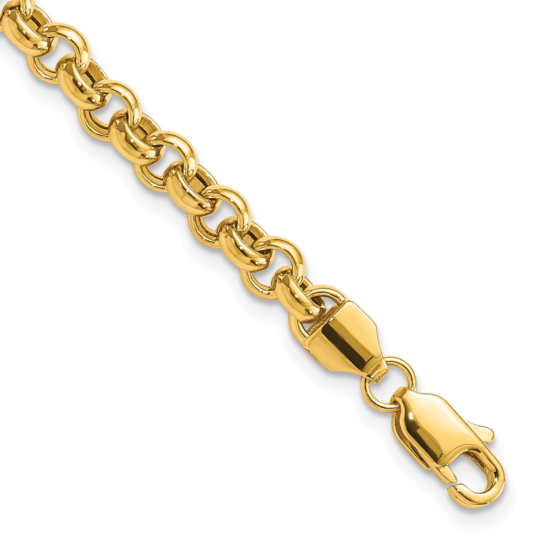 10K Yellow Gold 7.5In 5mm Polished Fancy Rolo Link Bracelet
