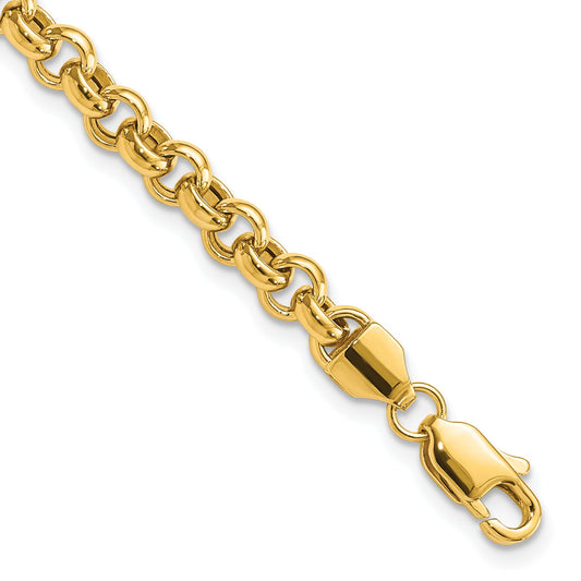 10K Yellow Gold 8.5In 5mm Polished Fancy Rolo Link Bracelet