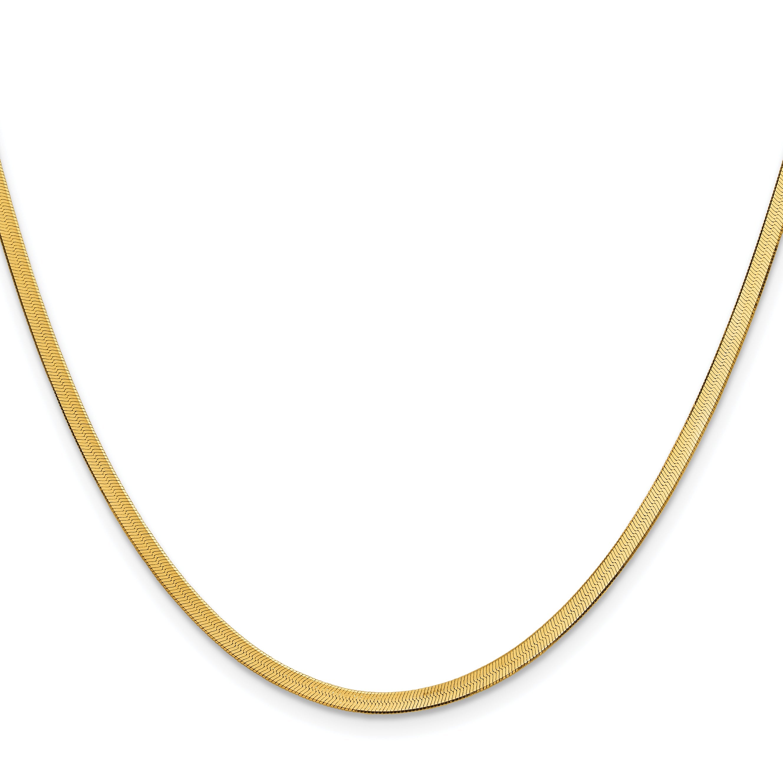 18 Inch 10K Yellow Gold 2.5mm Silky Herringbone Chain Necklace
