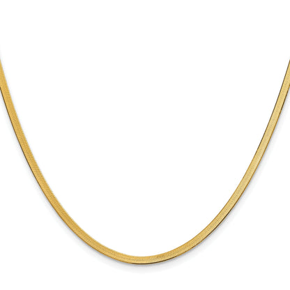 18 Inch 10K Yellow Gold 2.5mm Silky Herringbone Chain Necklace
