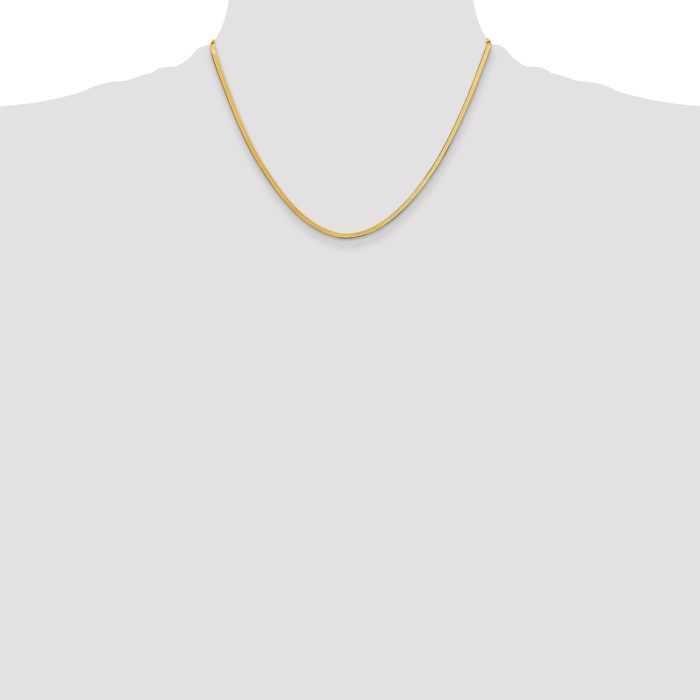 18 Inch 10K Yellow Gold 2.5mm Silky Herringbone Chain Necklace