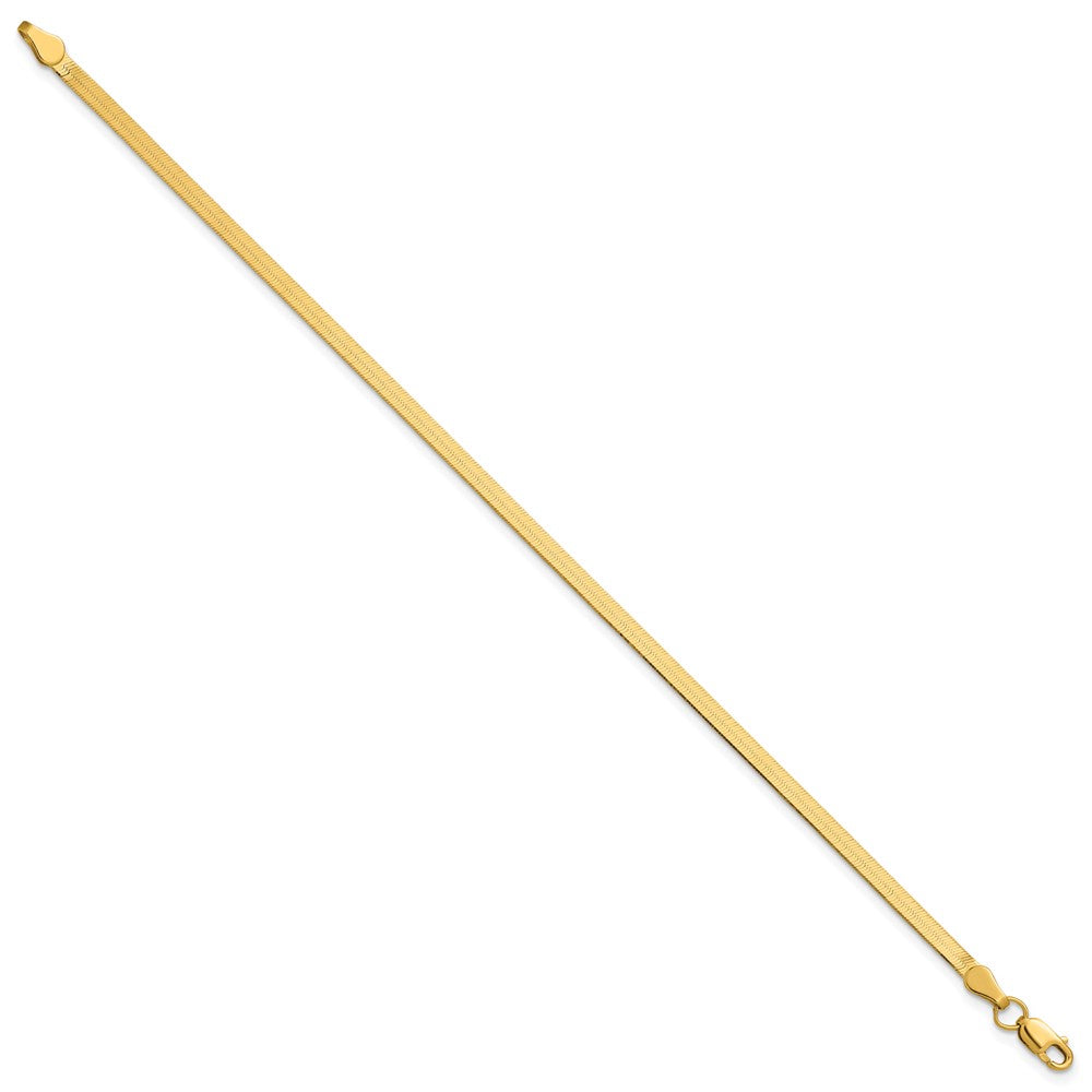 9 Inch 10K Yellow Gold 2.5mm Silky Herringbone Chain Bracelet