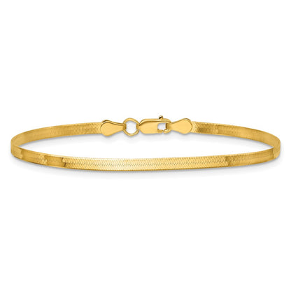 7 Inch 10K Yellow Gold 2.5mm Silky Herringbone Chain Bracelet