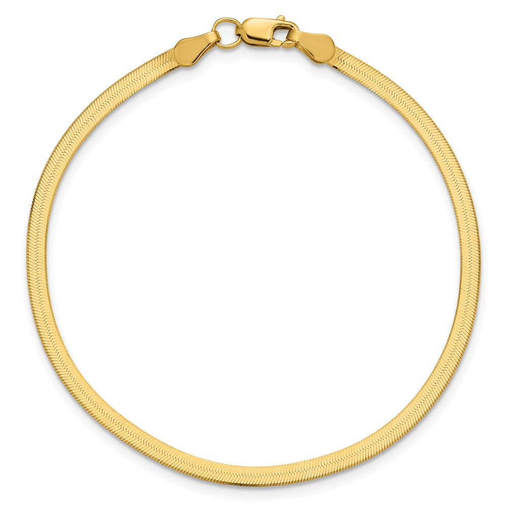 7 Inch 10K Yellow Gold 2.5mm Silky Herringbone Chain Bracelet