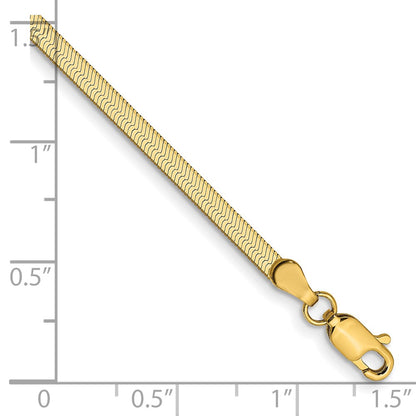 7 Inch 10K Yellow Gold 2.5mm Silky Herringbone Chain Bracelet