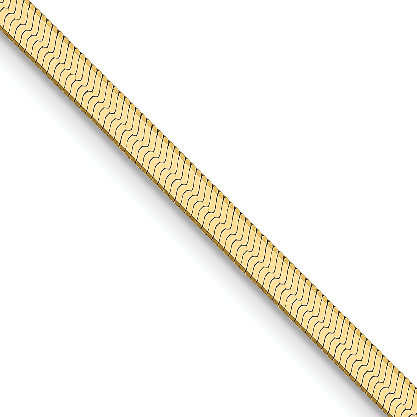 22 Inch 10K Yellow Gold 2.5mm Silky Herringbone Chain Necklace
