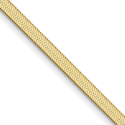22 Inch 10K Yellow Gold 2.5mm Silky Herringbone Chain Necklace
