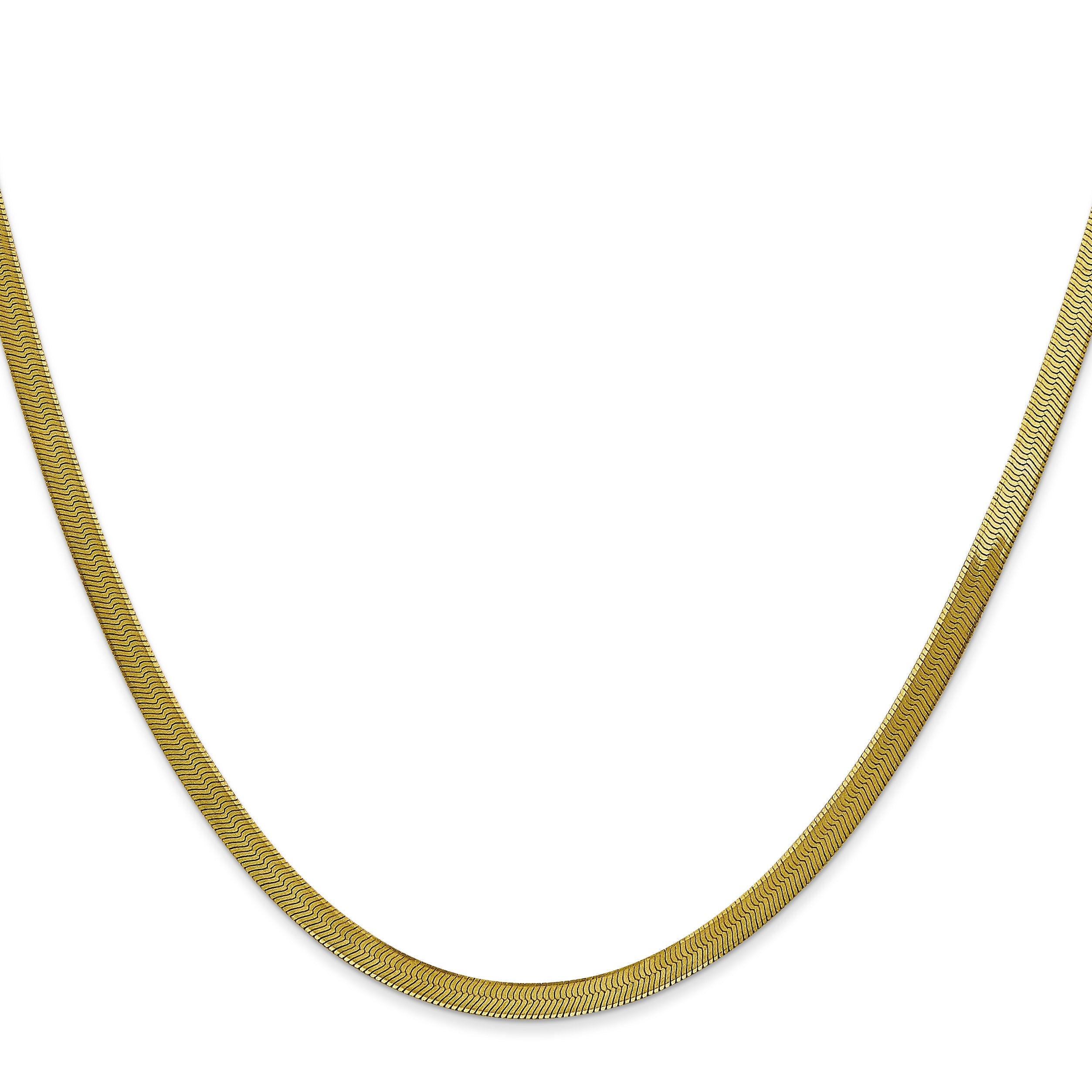 2 Inch 10K Yellow Gold 3mm Silky Herringbone Chain Necklace