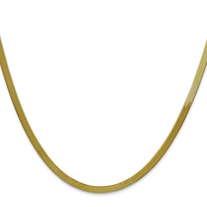 2 Inch 10K Yellow Gold 3mm Silky Herringbone Chain Necklace