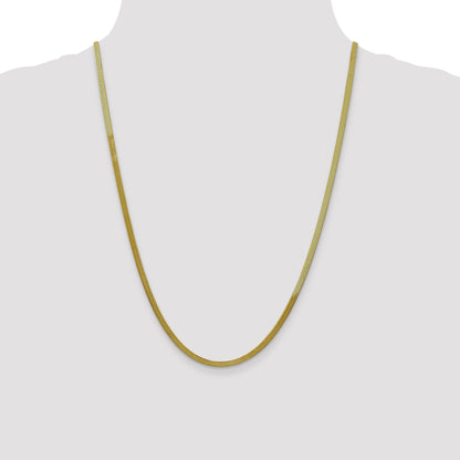 24 Inch 10K Yellow Gold 3mm Silky Herringbone Chain Necklace