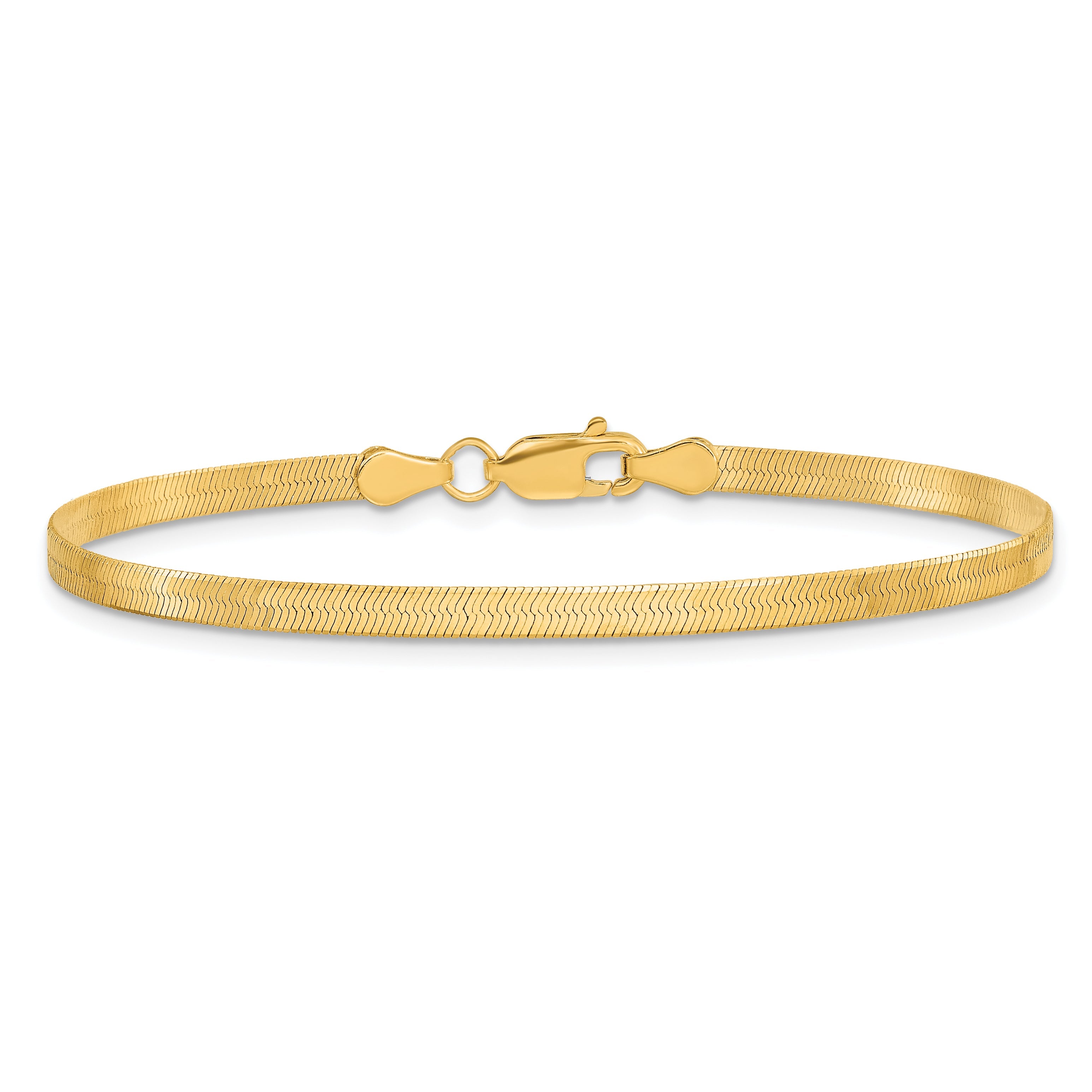 8 Inch 10K Yellow Gold 3mm Silky Herringbone Chain Bracelet