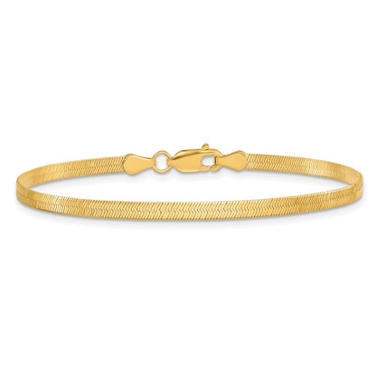 7 Inch 10K Yellow Gold 3mm Silky Herringbone Chain Bracelet
