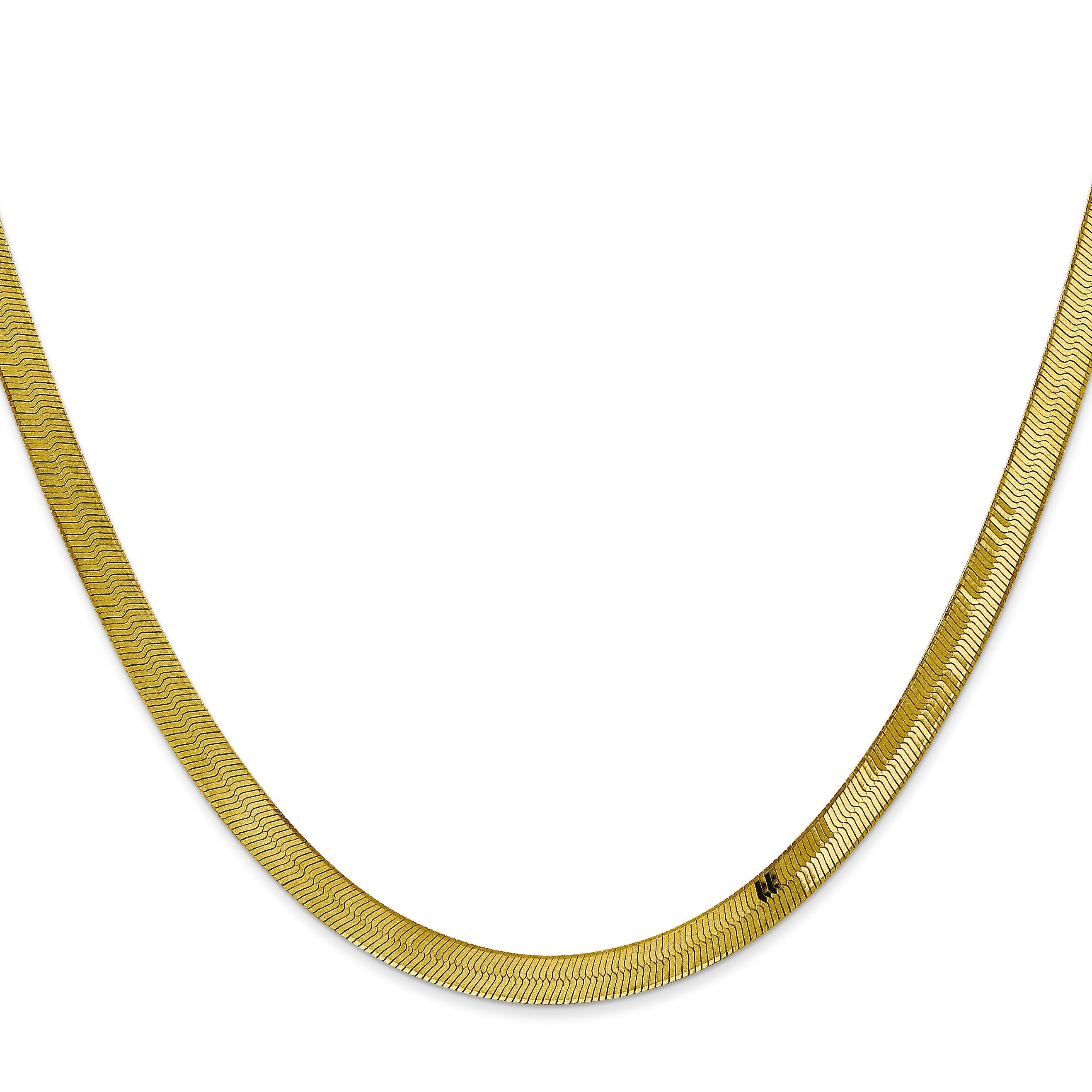 16 Inch 10K Yellow Gold 4mm Silky Herringbone Chain Necklace