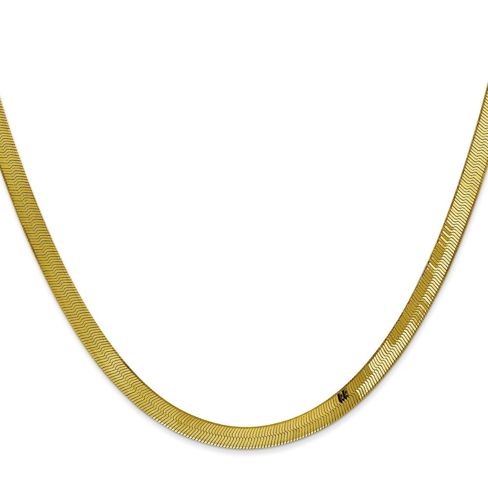 2 Inch 10K Yellow Gold 4mm Silky Herringbone Chain Necklace